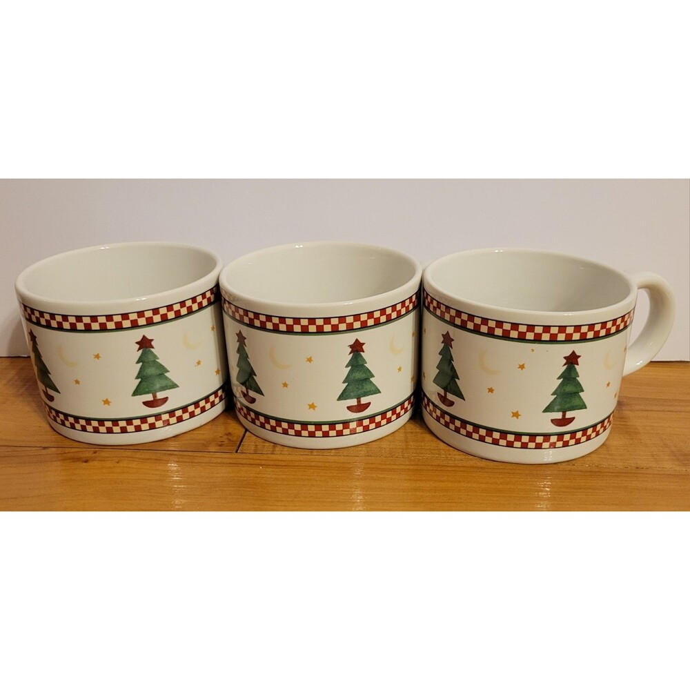 Sakura Magic of Santa Stoneware Tea Mug Set 3pc Christmas Microwave Dishwasher